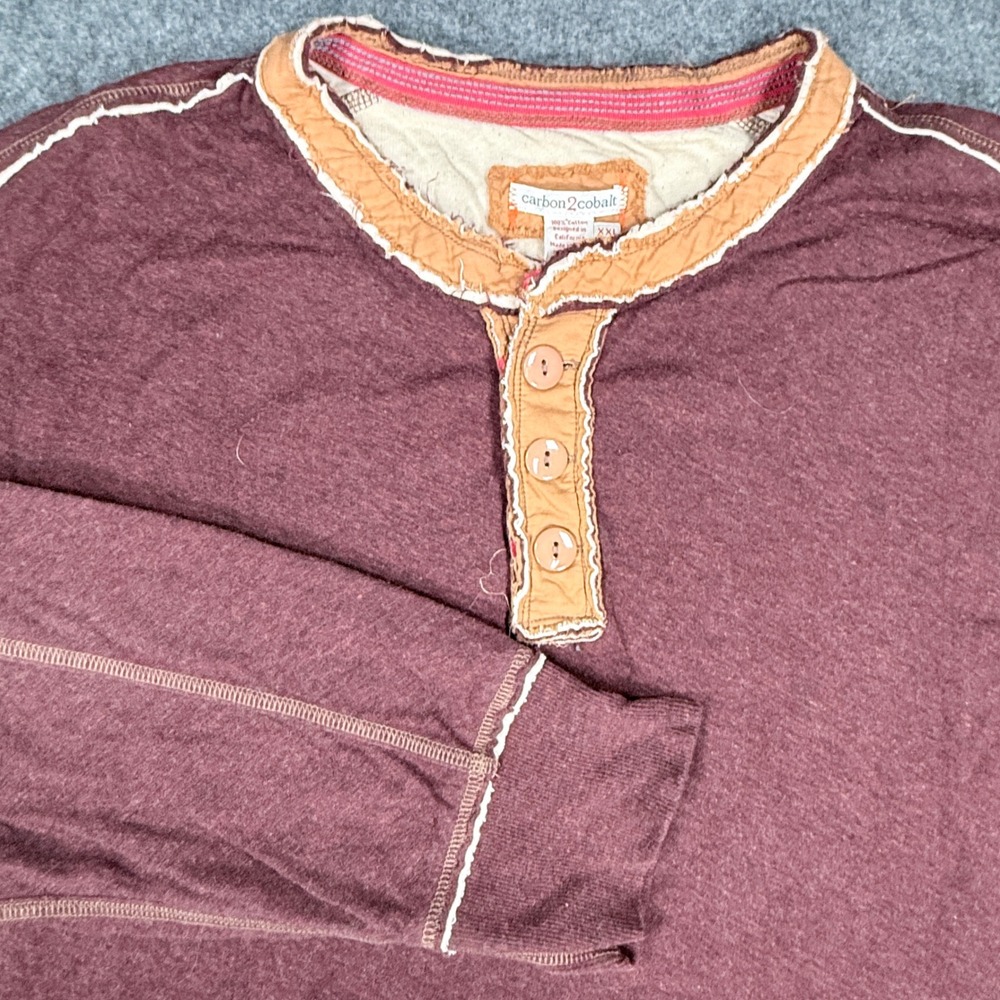 Carbon 2 Cobalt XXL Burgundy Long Sleeve Henley Shirt 144018 Effortlessly Cool